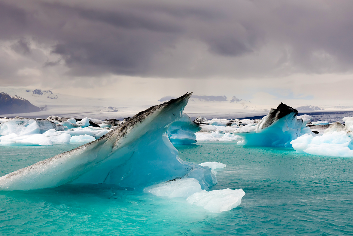 Shards of glacier poking through the ocean